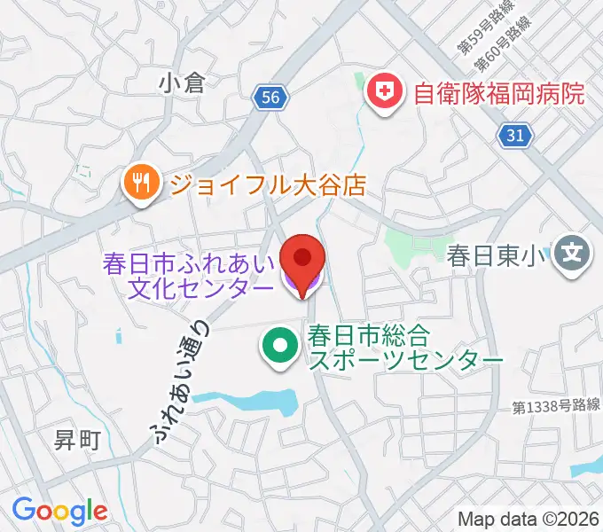 春日市ふれあい文化センターの地図