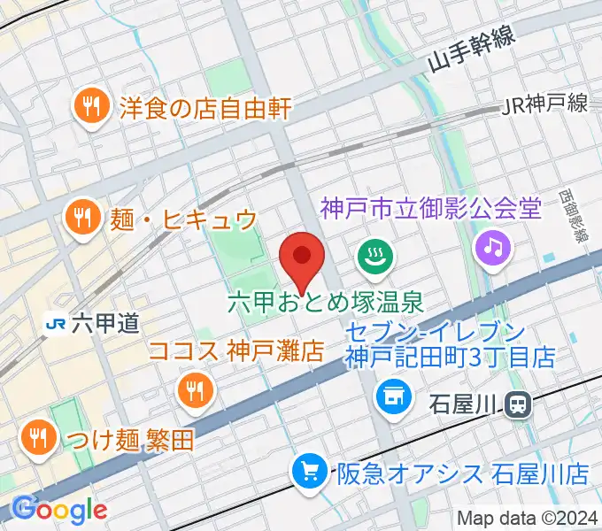 六甲道ギタースクールの地図