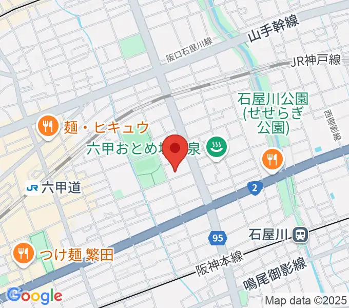 六甲道ギタースクールの地図