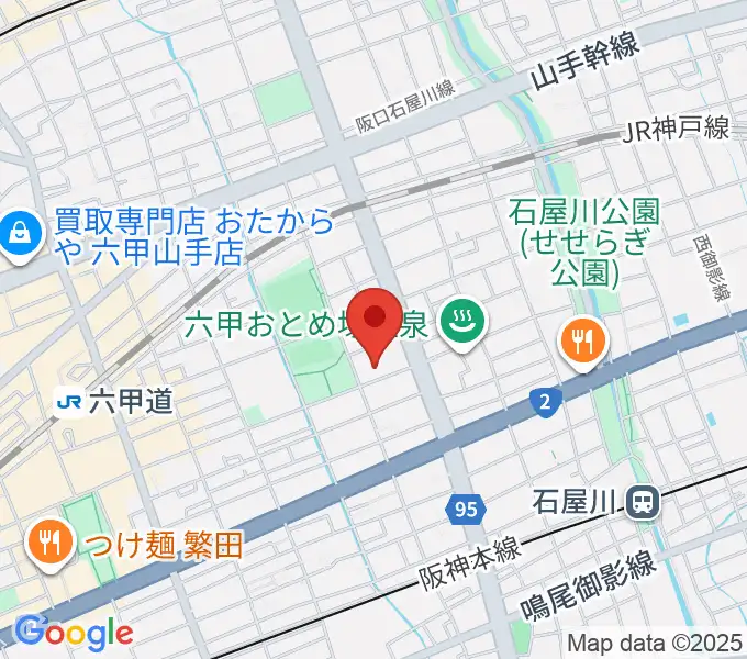 六甲道ギタースクールの地図
