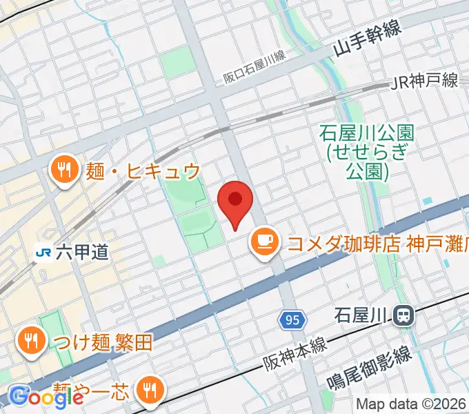 六甲道ギタースクールの地図