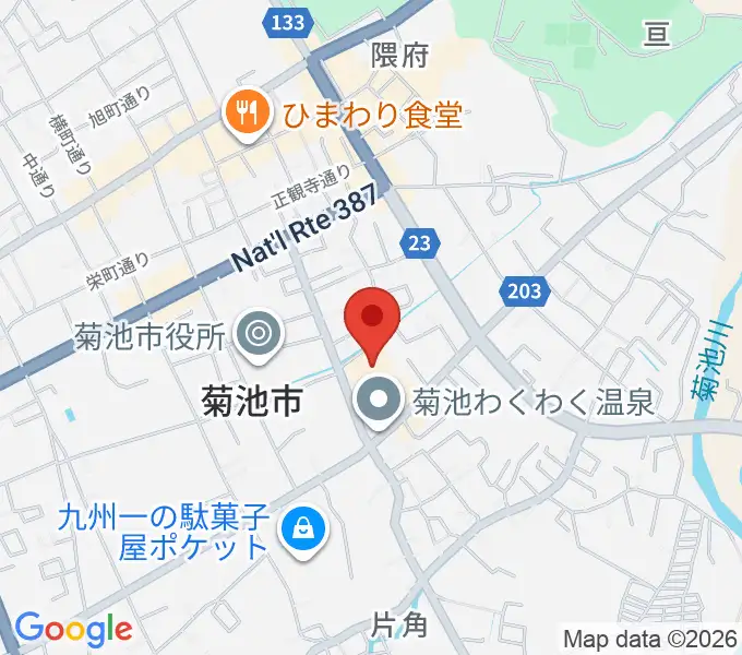 菊池市文化会館の地図