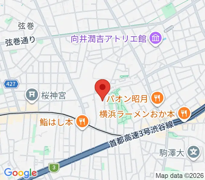 駒沢3丁目ギター＆語学教室の地図