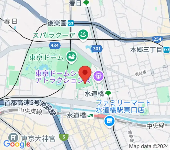 東京ドームシティプリズムホールの地図