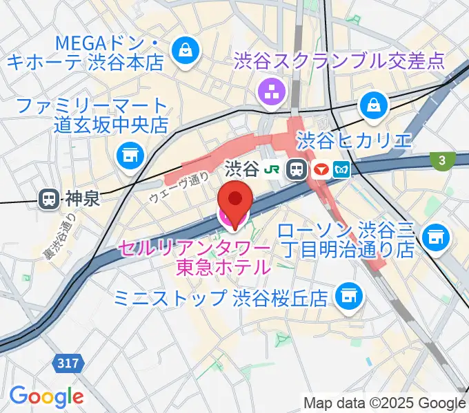 セルリアンタワー能楽堂の地図