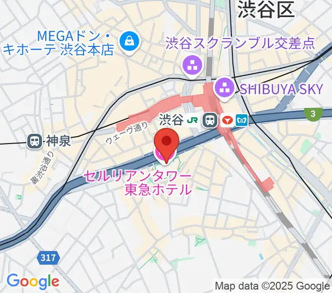 セルリアンタワー能楽堂の地図