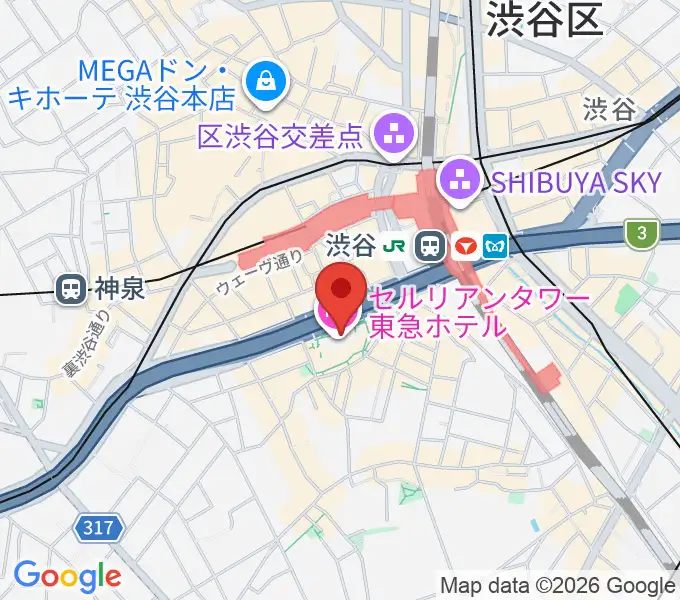 セルリアンタワー能楽堂の地図