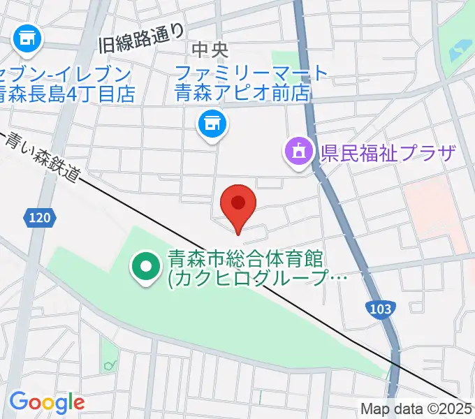 ティーズエレキギタークリニック青森の地図