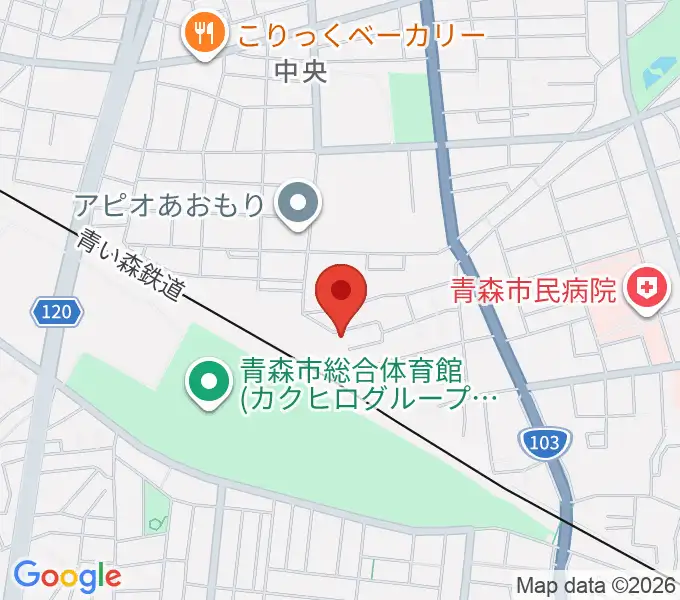 ティーズエレキギタークリニック青森の地図
