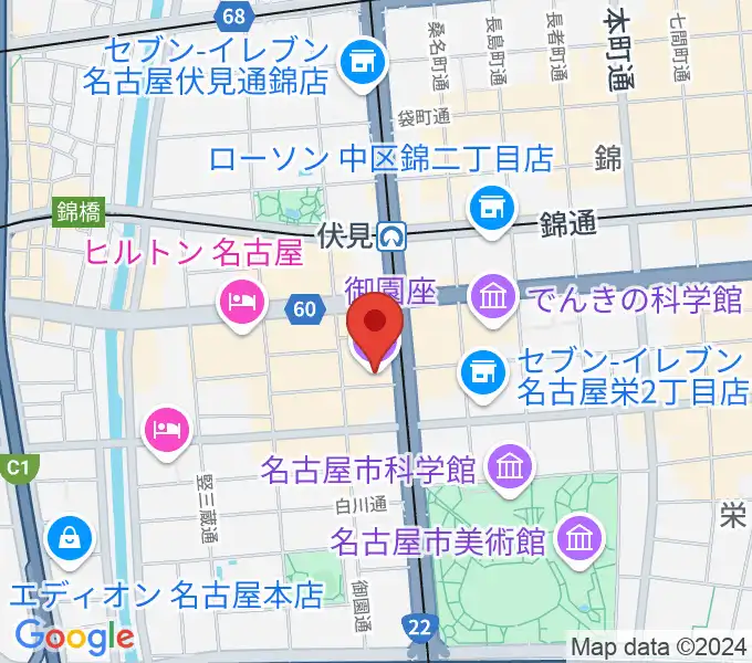 御園座の地図