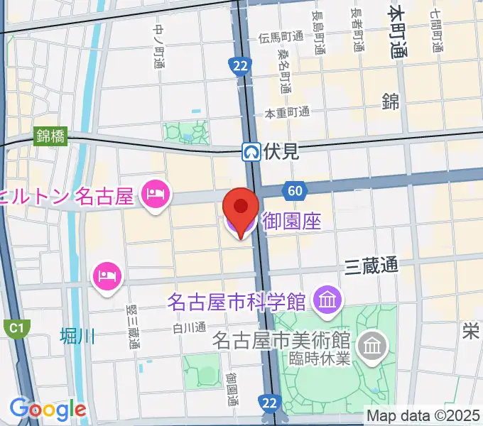 御園座の地図