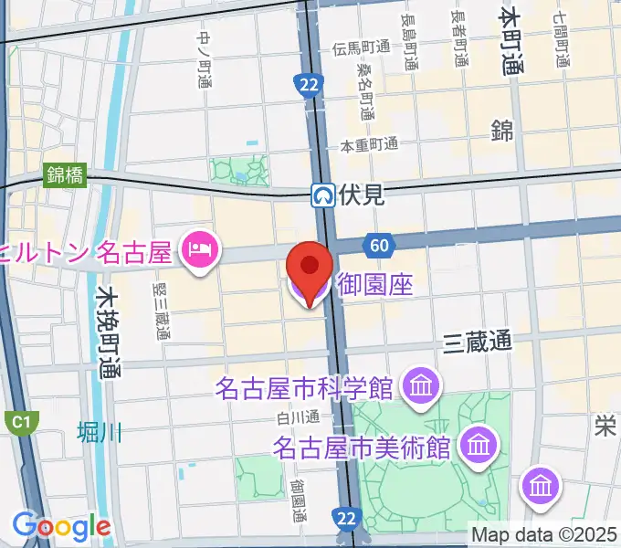 御園座の地図