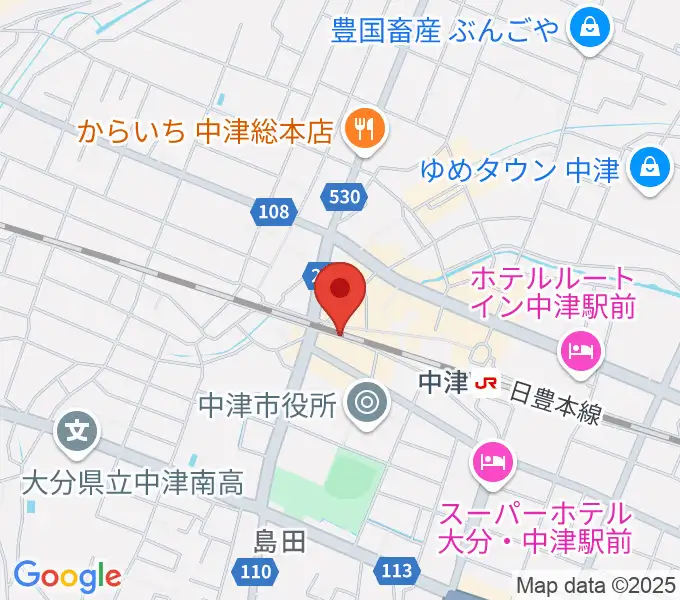 中津Aco-Place プレイヤー楽器店の地図