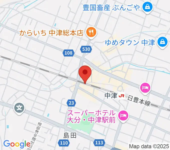 中津Aco-Place プレイヤー楽器店の地図