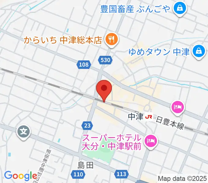 中津Aco-Place プレイヤー楽器店の地図