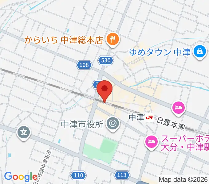 中津Aco-Place プレイヤー楽器店の地図
