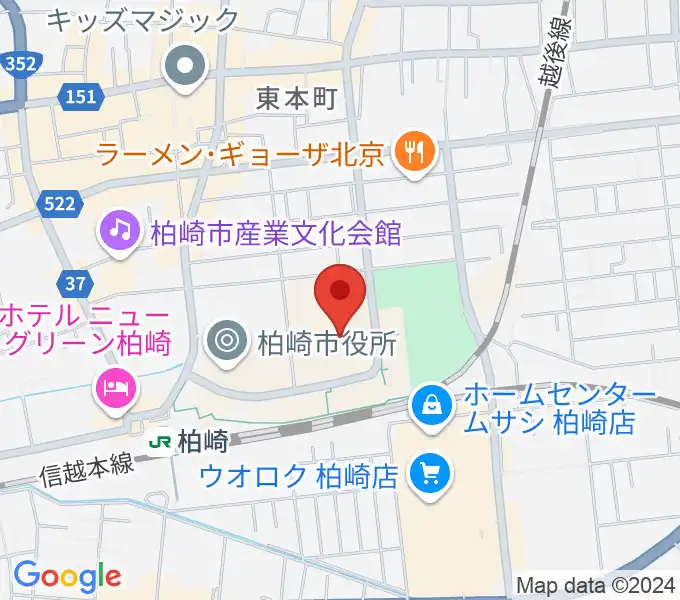 柏崎市文化会館アルフォーレの地図