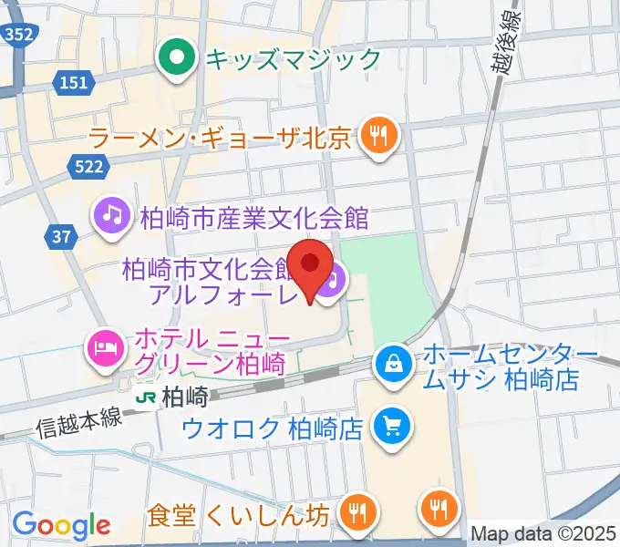 柏崎市文化会館アルフォーレの地図