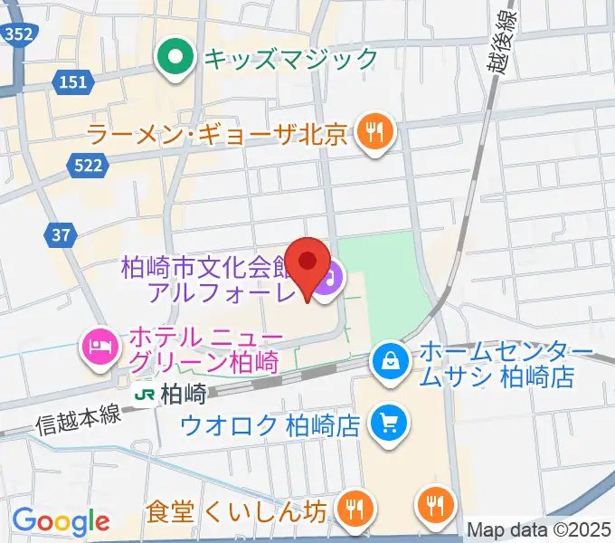 柏崎市文化会館アルフォーレの地図