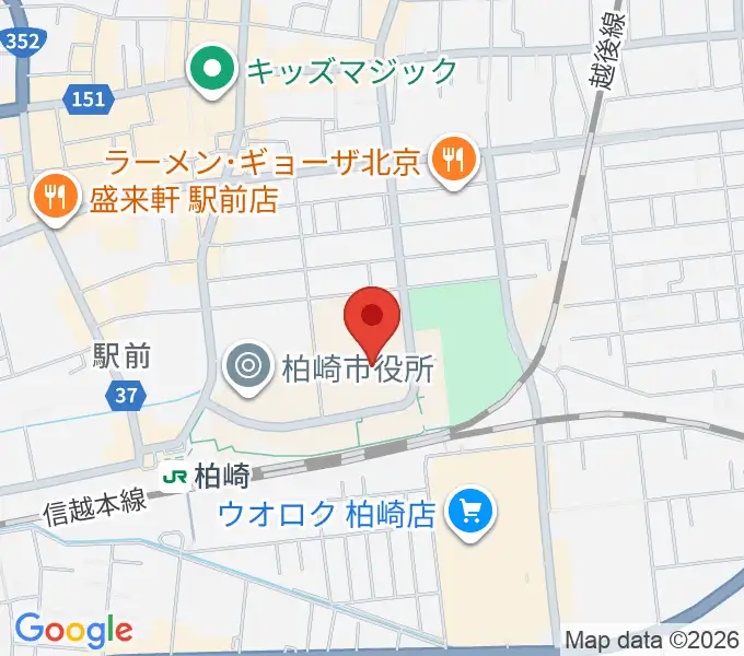 柏崎市文化会館アルフォーレの地図