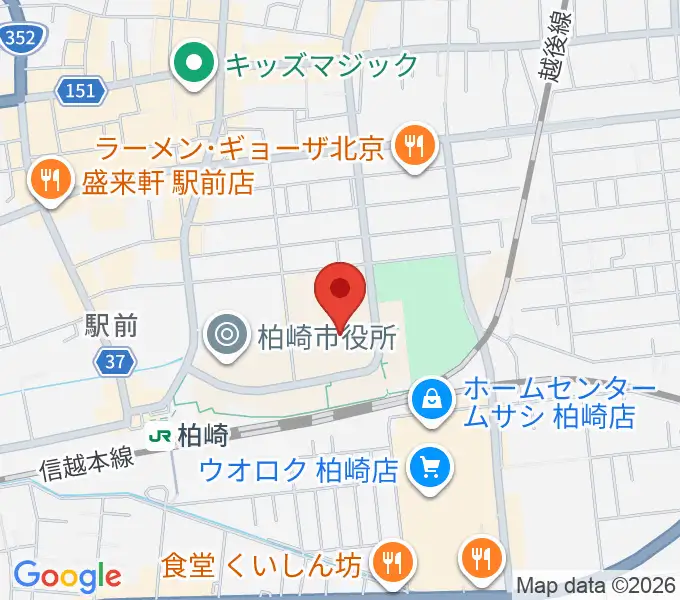 柏崎市文化会館アルフォーレの地図