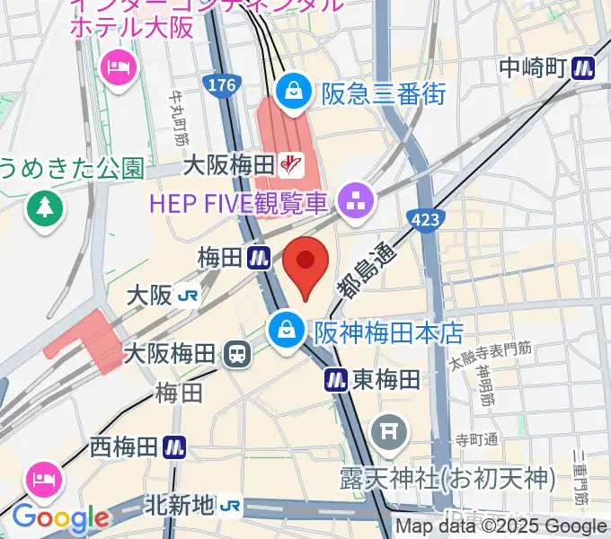 阪急うめだホールの地図