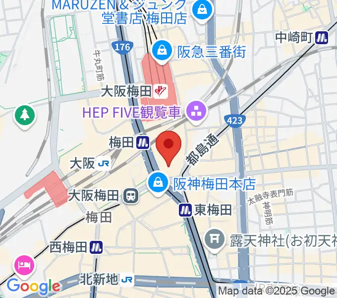 阪急うめだホールの地図