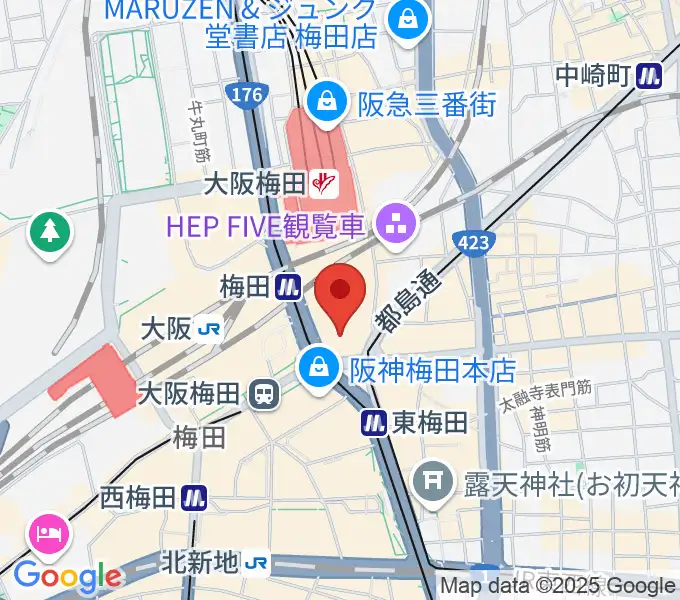 阪急うめだホールの地図