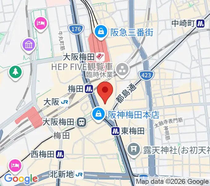 阪急うめだホールの地図