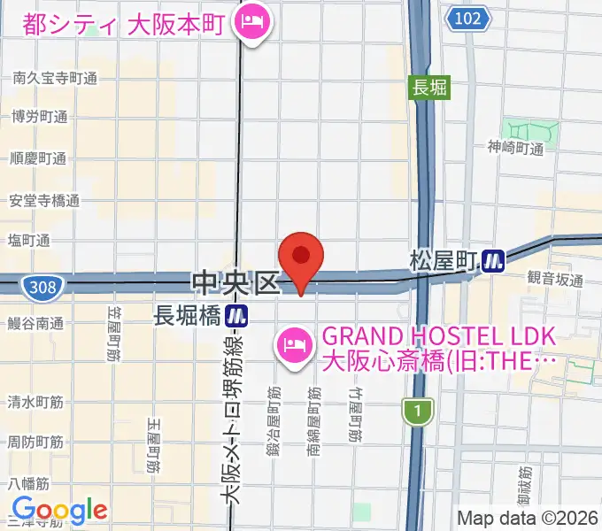 長堀橋WAXXの地図