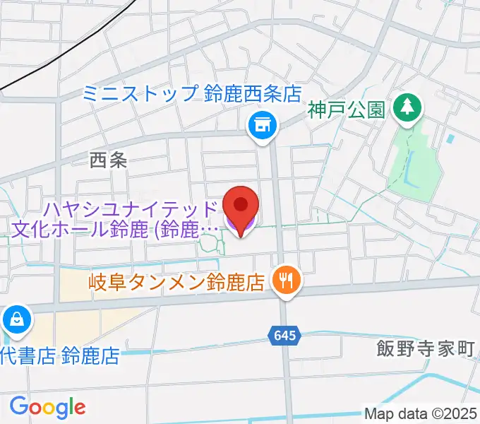 ハヤシユナイテッド文化ホール鈴鹿の地図