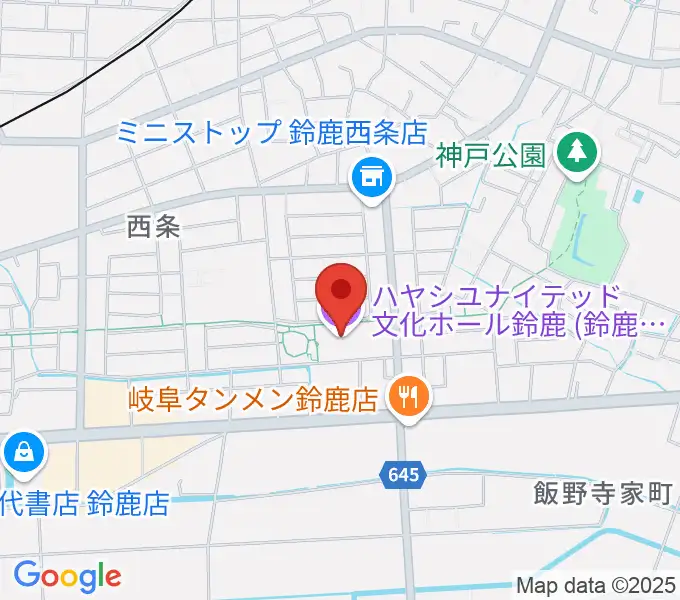 ハヤシユナイテッド文化ホール鈴鹿の地図