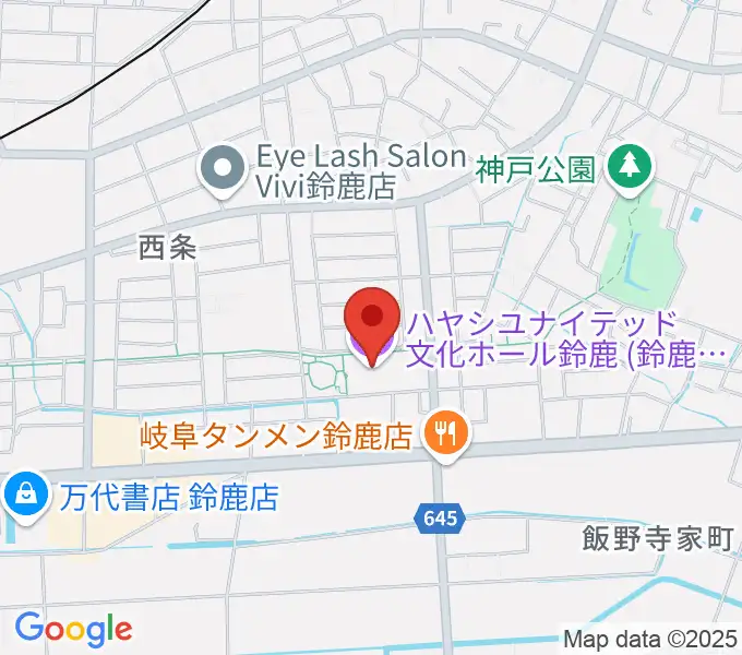 ハヤシユナイテッド文化ホール鈴鹿の地図