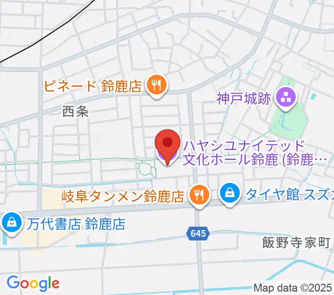 ハヤシユナイテッド文化ホール鈴鹿の地図