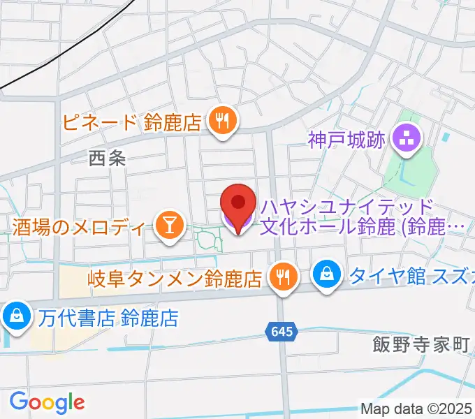 ハヤシユナイテッド文化ホール鈴鹿の地図