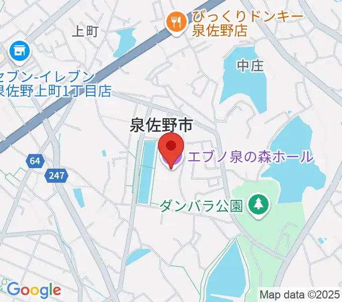 エブノ泉の森ホールの地図