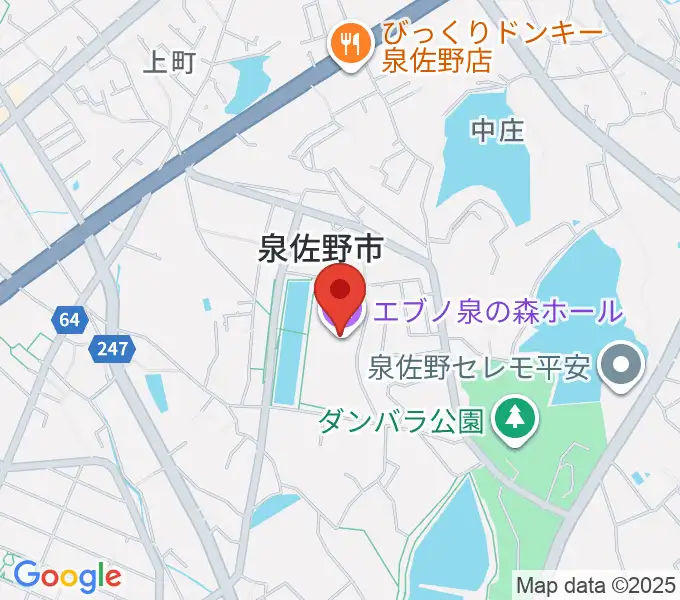 エブノ泉の森ホールの地図