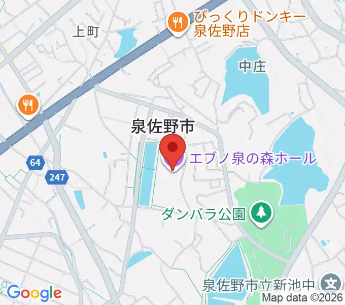 エブノ泉の森ホールの地図