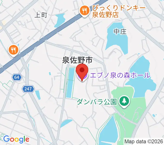エブノ泉の森ホールの地図