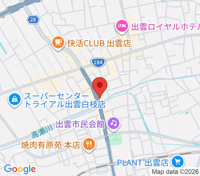 アツタ楽器の地図