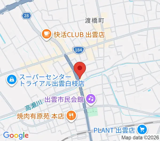 アツタ楽器の地図