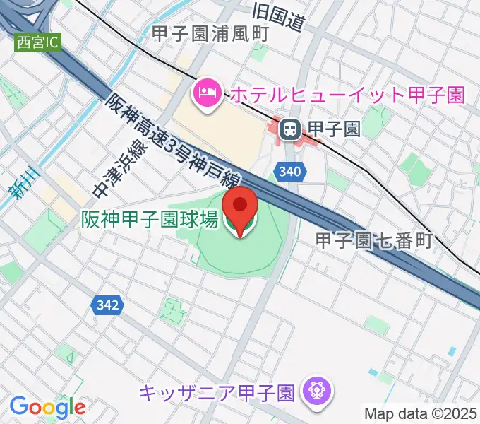阪神甲子園球場の地図