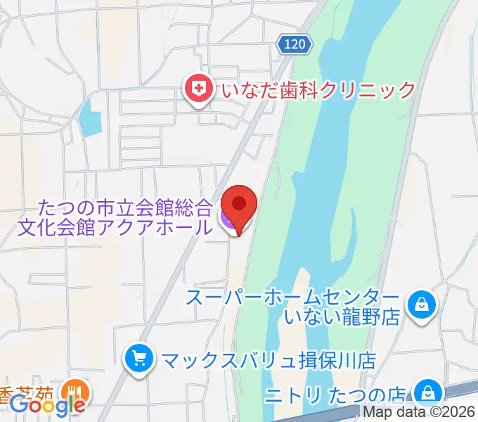 たつの市総合文化会館アクアホールの地図