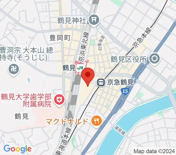 鶴見新堀ギター音楽院の地図