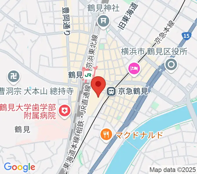 鶴見新堀ギター音楽院の地図