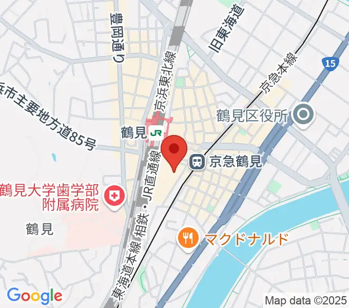 鶴見新堀ギター音楽院の地図