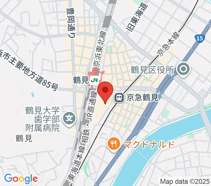 鶴見新堀ギター音楽院の地図