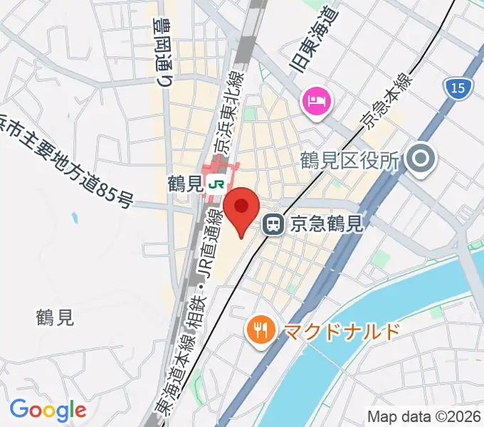 鶴見新堀ギター音楽院の地図