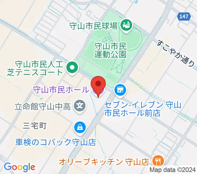 守山市民ホールの地図