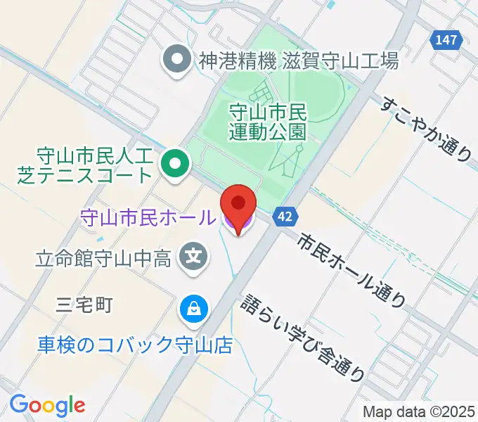 守山市民ホールの地図